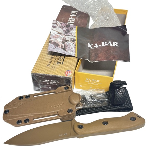 Ka-Bar BK19 Becker Nessmuk BLACK 1095 Steel Fixed Blade 4.3" + Sheath New BOX - Picture 6 of 8